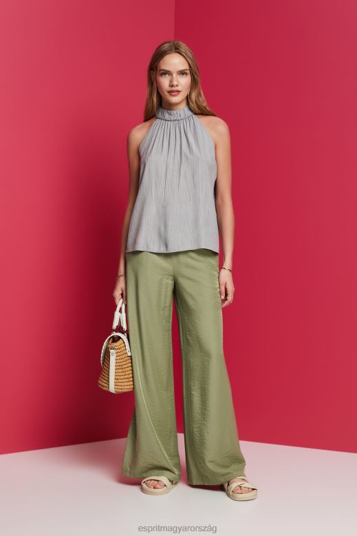 Esprit szatén széles szárú nadrág nők világos khaki nadrág és nadrág F8HN891