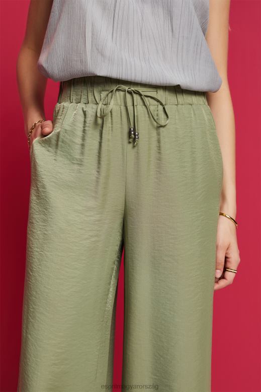 Esprit szatén széles szárú nadrág nők világos khaki nadrág és nadrág F8HN891