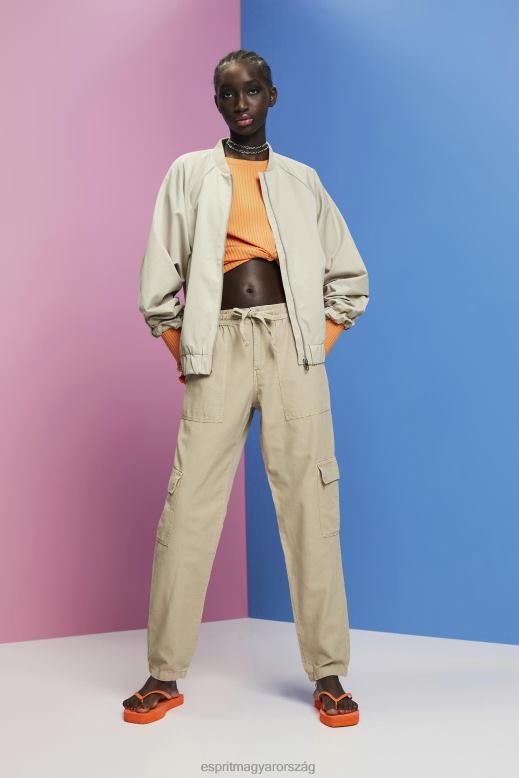 Esprit vegyes szövetből készült cargo nadrág tencellel nők poros zöld nadrág és nadrág F8HN8265