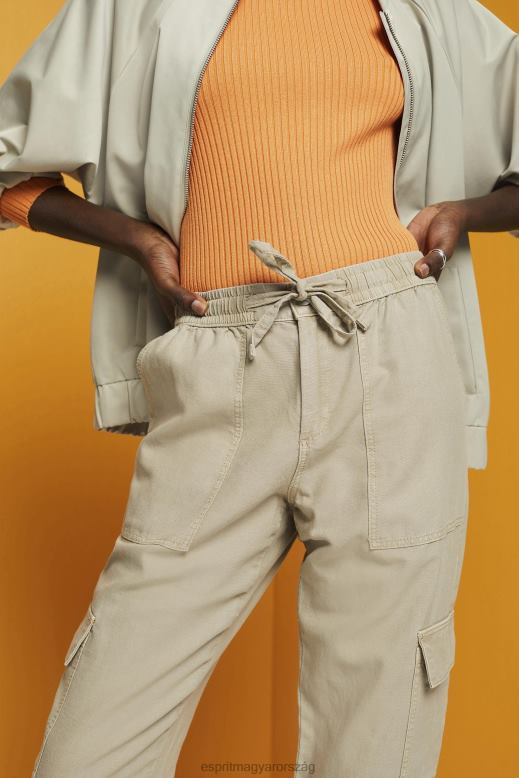 Esprit vegyes szövetből készült cargo nadrág tencellel nők poros zöld nadrág és nadrág F8HN8265