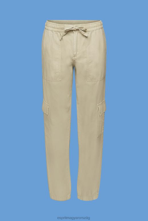 Esprit vegyes szövetből készült cargo nadrág tencellel nők poros zöld nadrág és nadrág F8HN8265