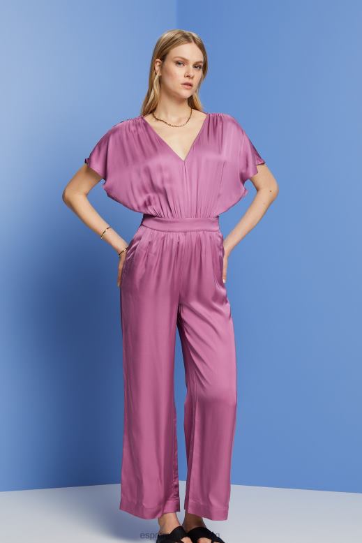 Esprit szatén jumpsuit megköthető övvel, lenzing ecoveroval nők ibolya öltöny F8HN8135