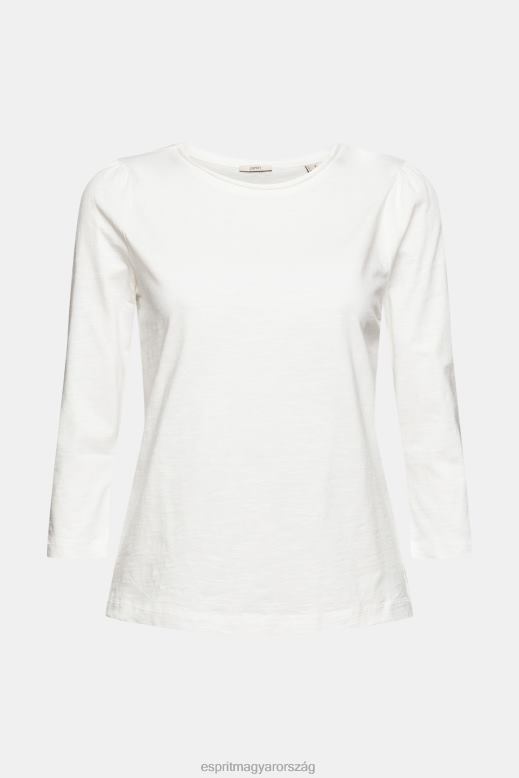 Esprit alkalmi pamut slub póló nők törtfehér pólók F8HN8539