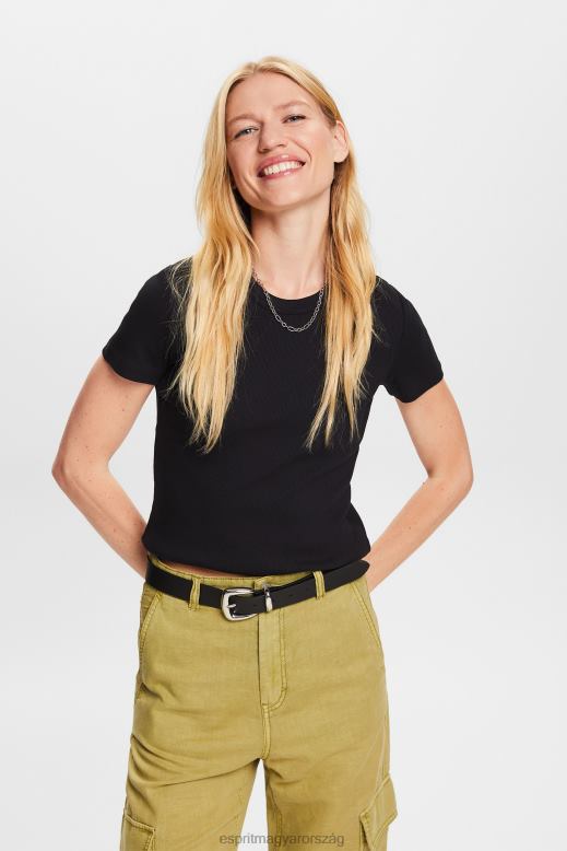 Esprit bordás jersey póló nők fekete pólók F8HN81
