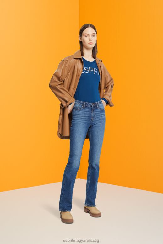 Esprit hosszú ujjú póló logóval nők benzinkék pólók F8HN8462