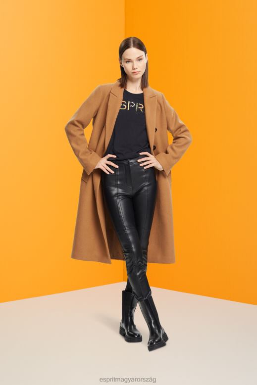 Esprit hosszú ujjú póló logóval nők fekete pólók F8HN8460