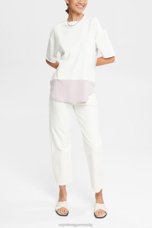 Esprit kétszínű póló nők törtfehér pólók F8HN8393