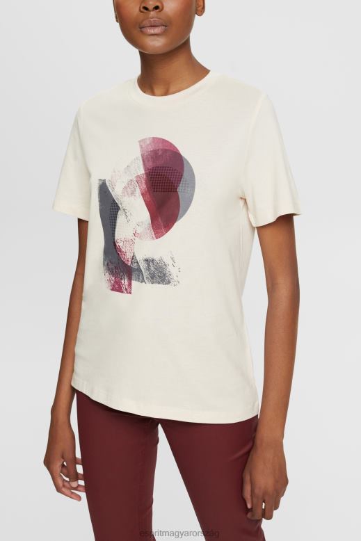 Esprit logós póló, tencel keverék nők meztelen pólók F8HN8441