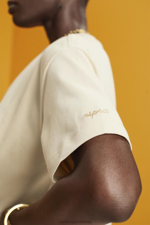 Esprit nyírt crewneck póló nők bézs pólók F8HN8195