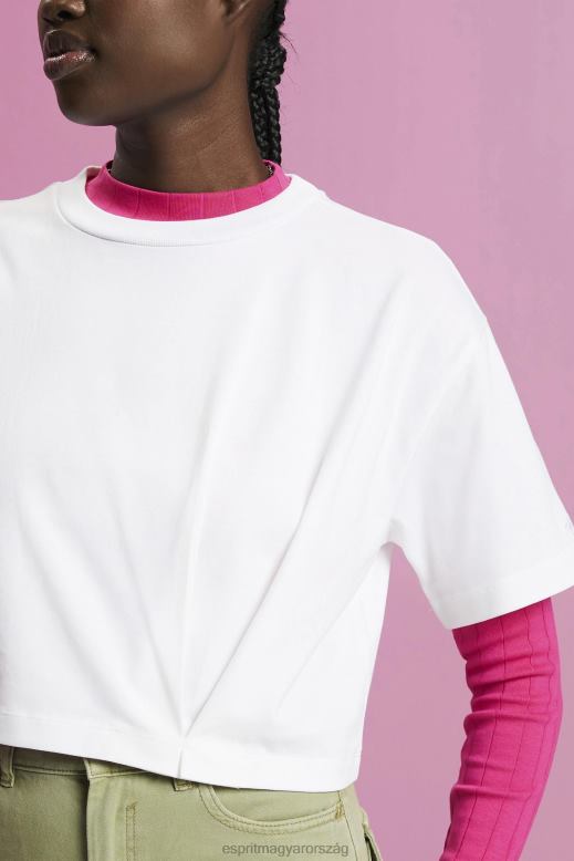 Esprit nyírt crewneck póló nők fehér pólók F8HN8194