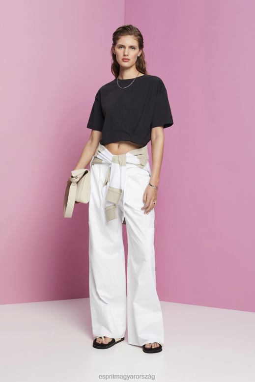 Esprit nyírt crewneck póló nők fekete pólók F8HN8193