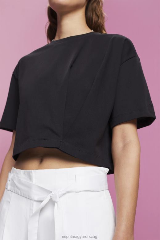 Esprit nyírt crewneck póló nők fekete pólók F8HN8193
