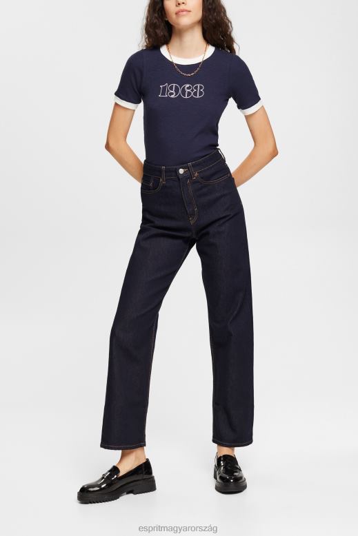 Esprit nyomtatott póló nők haditengerészet pólók F8HN8543