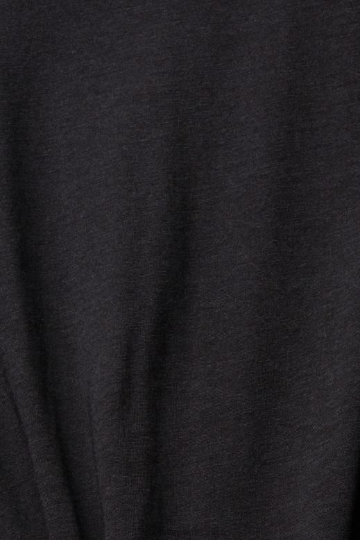 Esprit póló szalaggalléros, tencel nők fekete pólók F8HN8374