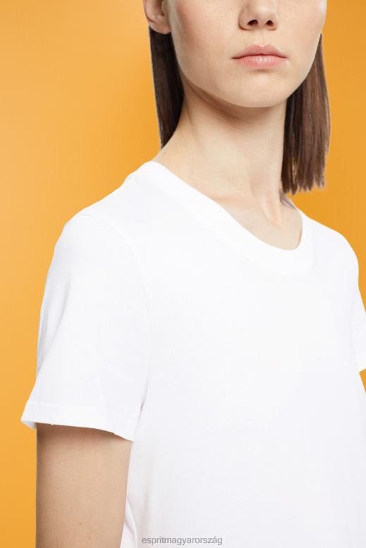 Esprit pamut nyakú póló nők fehér pólók F8HN8456