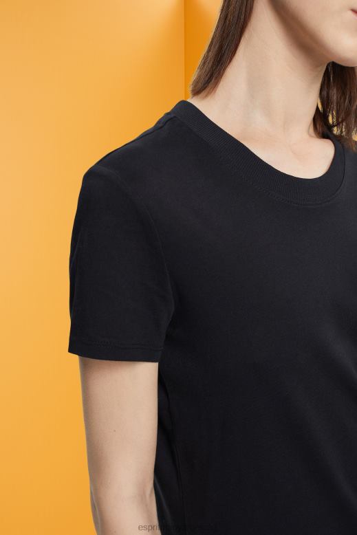 Esprit pamut nyakú póló nők fekete pólók F8HN8454