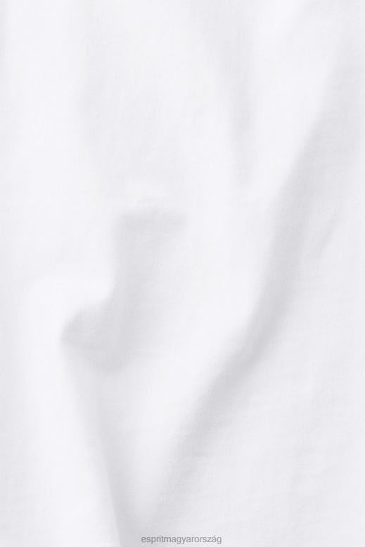 Esprit pamut póló hímzett logóval nők fehér pólók F8HN8147