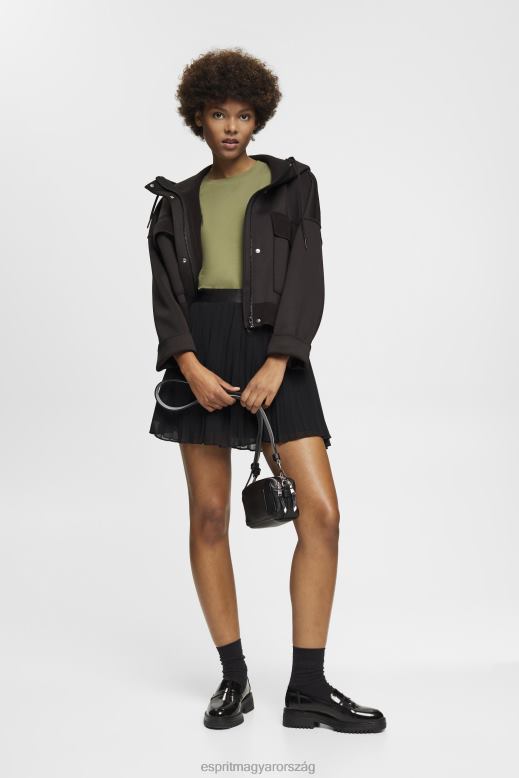 Esprit pamut póló hímzett logóval nők olajbogyó pólók F8HN8149