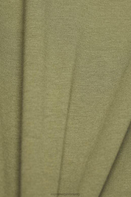 Esprit pamut póló hímzett logóval nők olajbogyó pólók F8HN8149