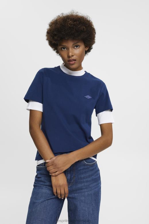 Esprit pamut póló hímzett logóval nők tinta pólók F8HN8150