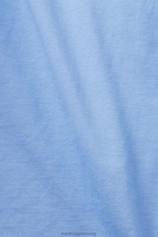 Esprit pamut póló hímzett logóval nők világoskék levendula pólók F8HN8151