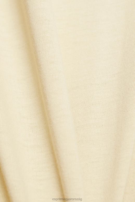 Esprit pamut póló nyomott logóval nők bézs pólók F8HN8143