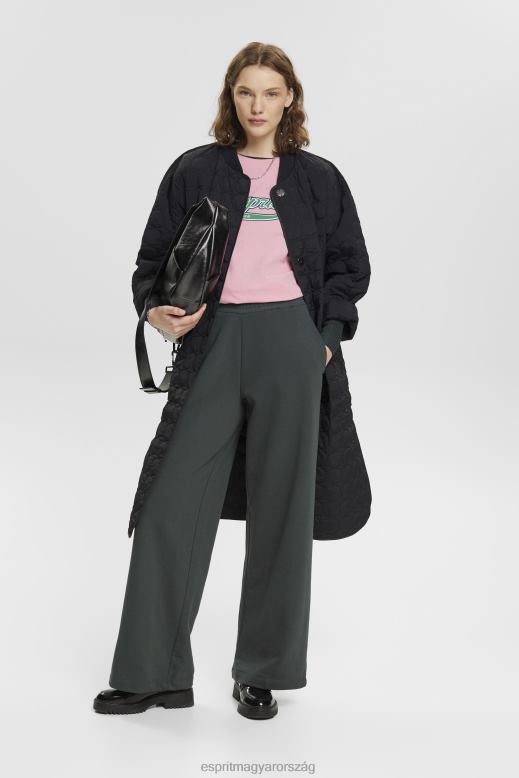 Esprit pamut póló nyomott logóval nők rózsaszín pólók F8HN8146