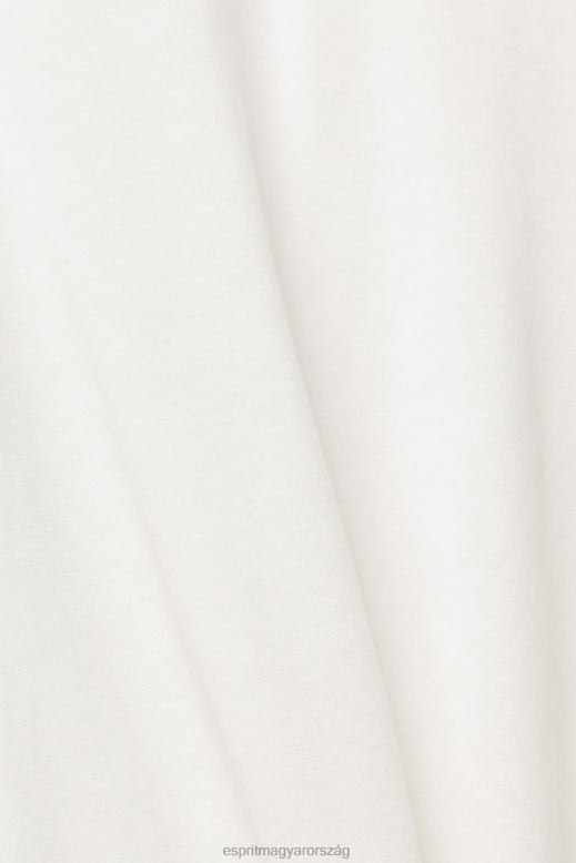 Esprit tencellel: szalaggalléros póló nők törtfehér pólók F8HN8562