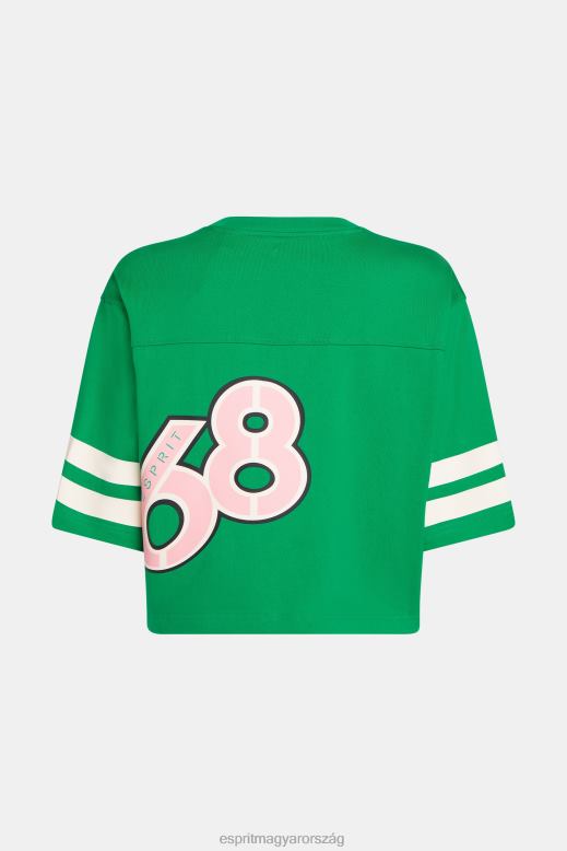 Esprit vágott egyetemi logós rögbi póló nők smaragd zöld pólók F8HN8413