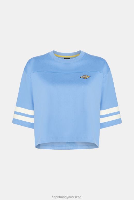 Esprit vágott egyetemi logós rögbi póló nők világoskék levendula pólók F8HN8414