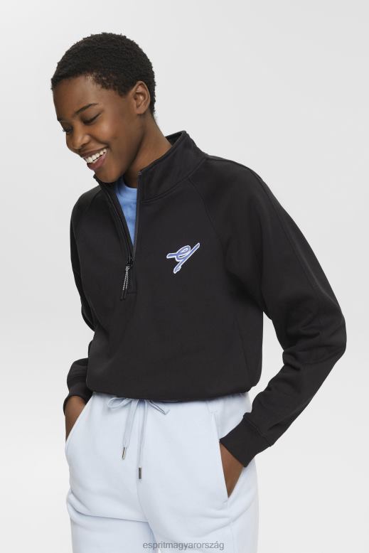 Esprit félcipzáras pulóver nők fekete pulóverek és pulóverek F8HN8158