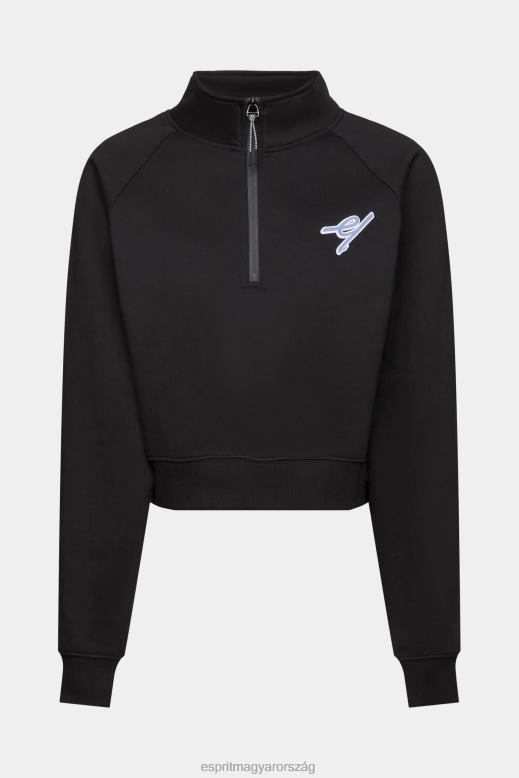 Esprit félcipzáras pulóver nők fekete pulóverek és pulóverek F8HN8158
