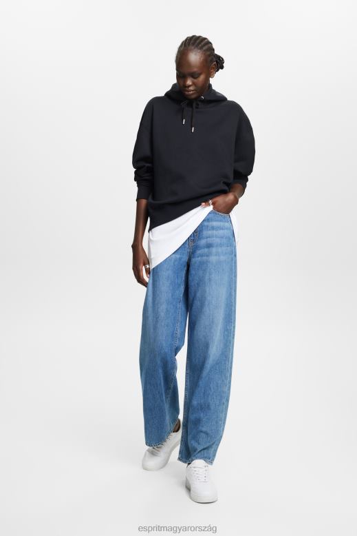 Esprit újrahasznosított: túlméretezett kapucnis pulcsi nők fekete pulóverek és pulóverek F8HN829