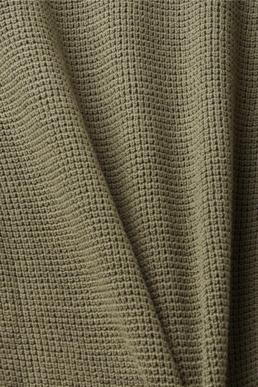 Esprit kötött pulcsi nők világos khaki pulóverek és pulóverek F8HN8244