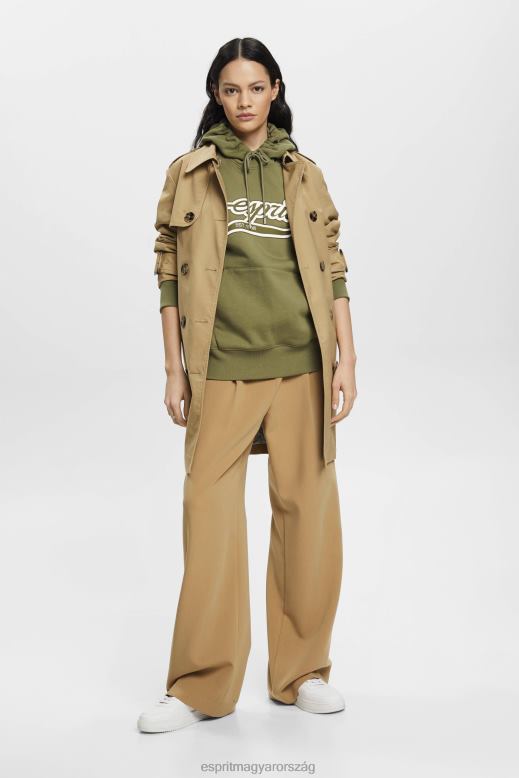 Esprit logóval nyomtatott pulcsi nők olajbogyó pulóverek és pulóverek F8HN8170