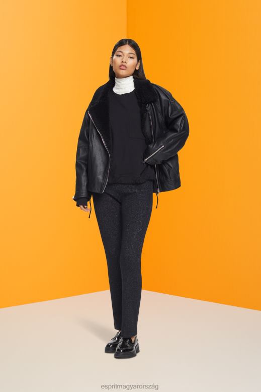 Esprit pulóver húzózsinóros szegéllyel nők fekete pulóverek és pulóverek F8HN8401