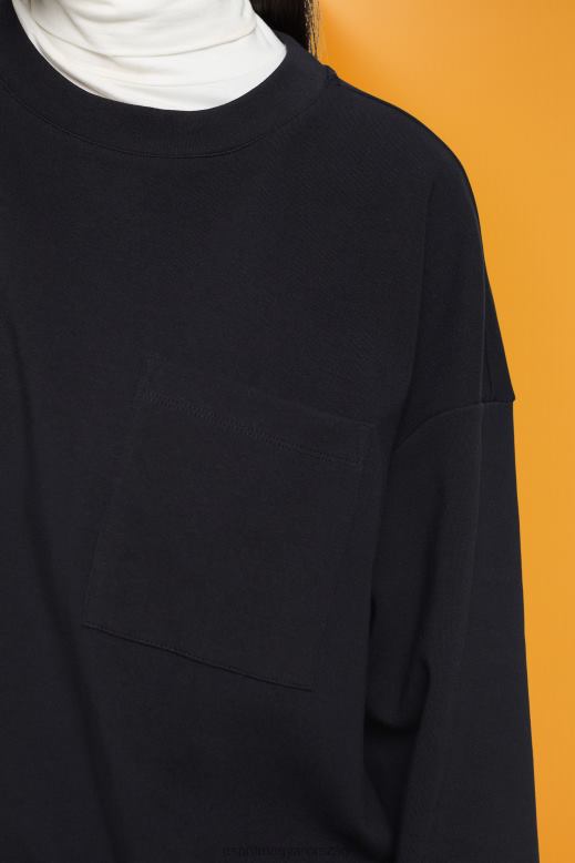 Esprit pulóver húzózsinóros szegéllyel nők fekete pulóverek és pulóverek F8HN8401