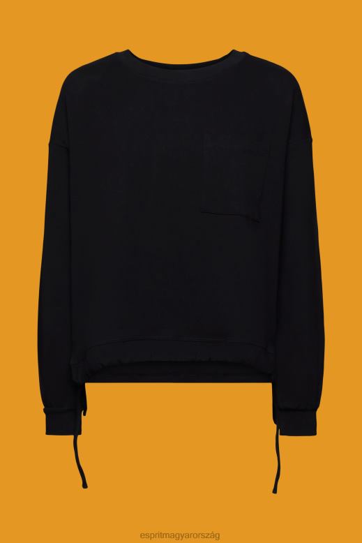 Esprit pulóver húzózsinóros szegéllyel nők fekete pulóverek és pulóverek F8HN8401