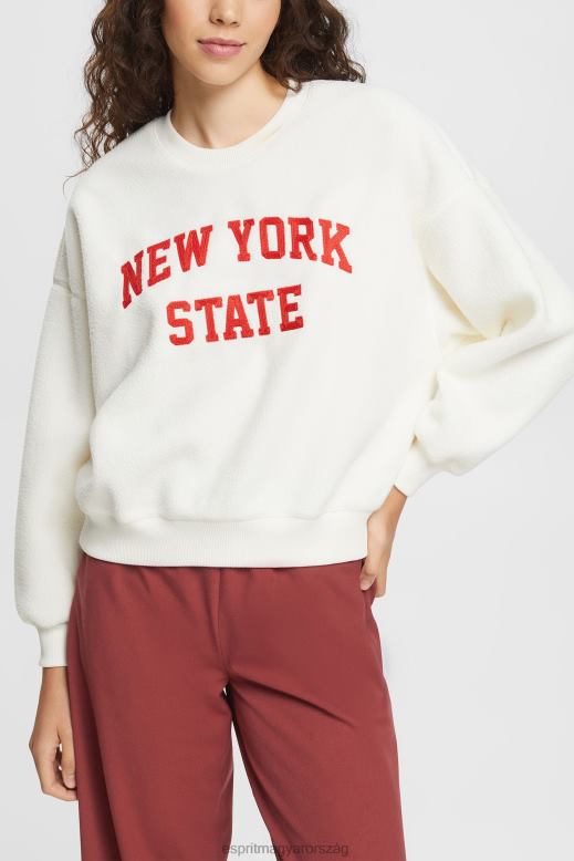 Esprit teddy borg pulóver egyetemi pulóver nők törtfehér pulóverek és pulóverek F8HN8324