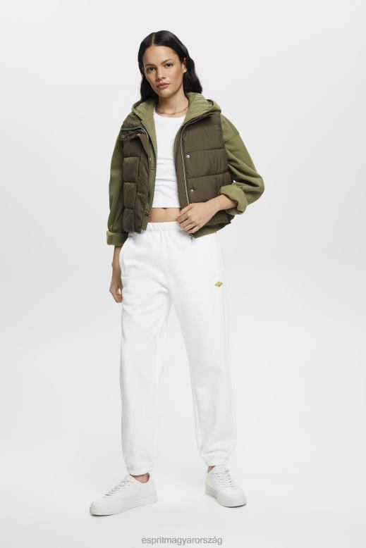 Esprit vágott cipzáras kapucnis kapucnis logóval a hátán nők olajbogyó pulóverek és pulóverek F8HN8164