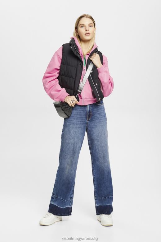 Esprit vágott cipzáras kapucnis kapucnis logóval a hátán nők rózsaszín pulóverek és pulóverek F8HN8167