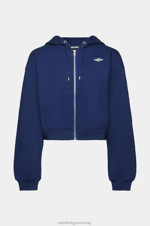 Esprit vágott cipzáras kapucnis kapucnis logóval a hátán nők tinta pulóverek és pulóverek F8HN8165