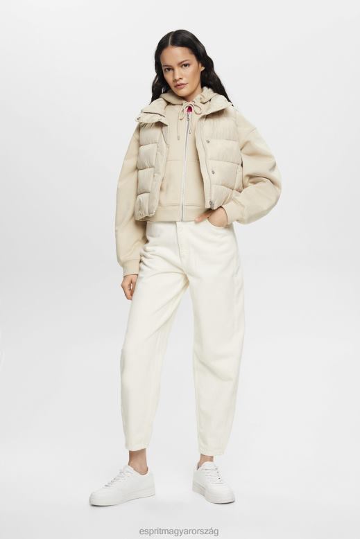 Esprit vágott cipzáras kapucnis kapucnis logóval a hátán nők világos szürkés pulóverek és pulóverek F8HN8163