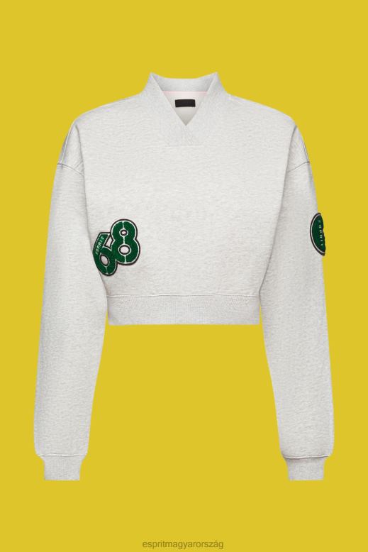 Esprit vágott egyetemi patch pulóver nők világos szürke pulóverek és pulóverek F8HN8418