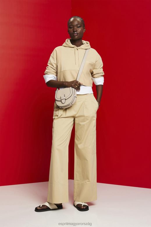 Esprit vágott patchwork kapucnis pulcsi nők homok pulóverek és pulóverek F8HN8289