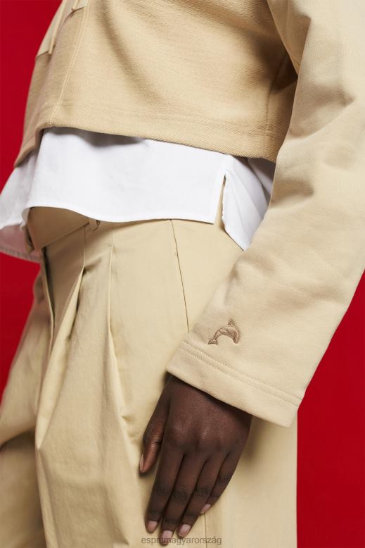 Esprit vágott patchwork kapucnis pulcsi nők homok pulóverek és pulóverek F8HN8289