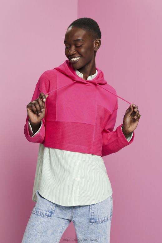 Esprit vágott patchwork kapucnis pulcsi nők rózsaszín fukszia pulóverek és pulóverek F8HN8290