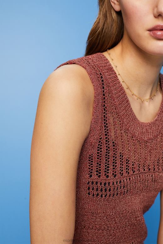 Esprit Mouline ujjatlan pulóver, pamut keverék nők terrakotta pulóverek F8HN8106