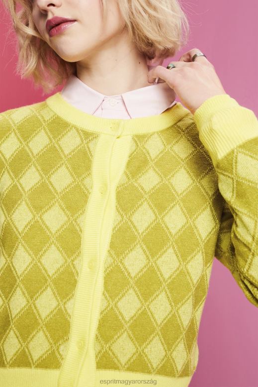 Esprit argyle kardigán nők fehér pulóverek F8HN885