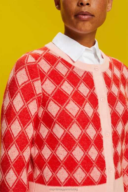Esprit argyle kardigán nők fehér pulóverek F8HN886